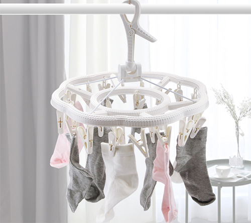 藤编花型晒架24夹